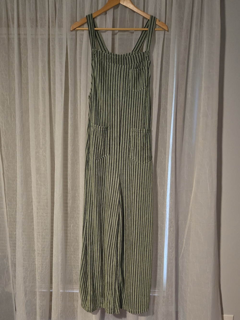 HALARA Sage Green & Black Striped Wide-Leg Jumpsuit